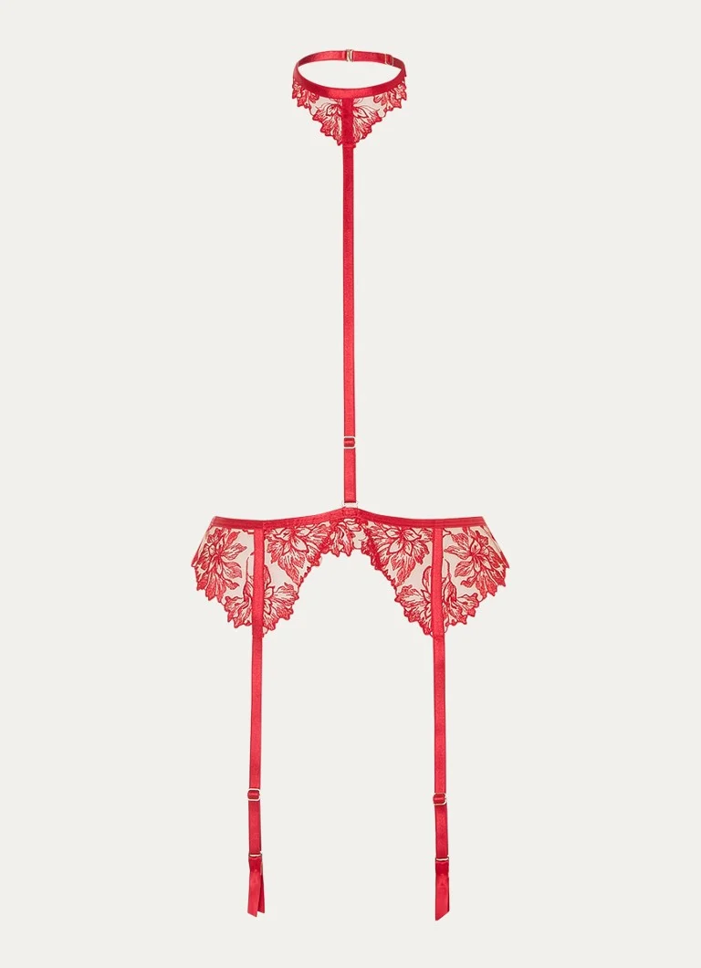 Bluebella Samara mesh garter belts with embroidery