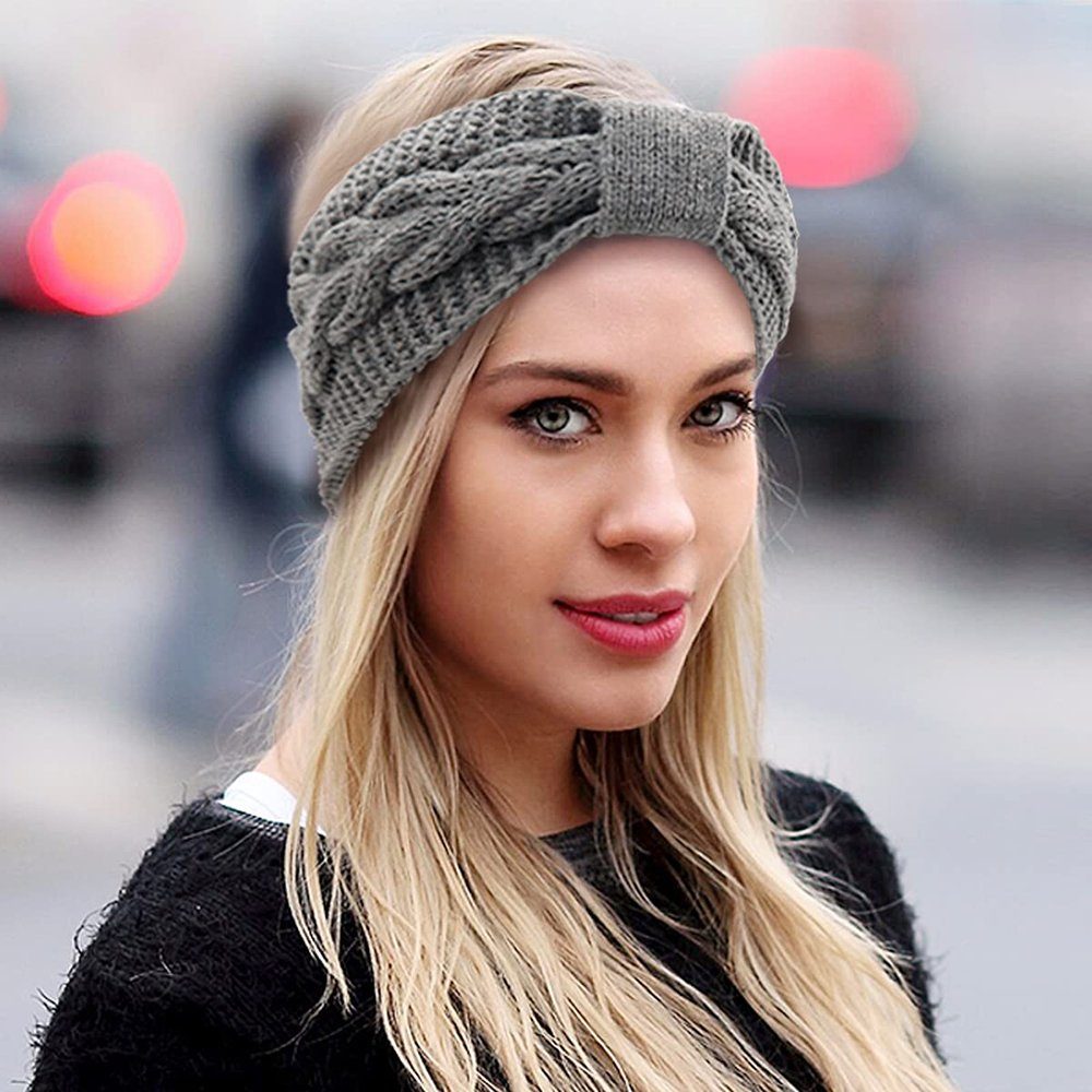 Geistesblitz Ohrenwärmer 3 Stücke Stirnband Damen Winter (für Outdoor Sport, Skifahren, Laufen, Workout, 3-St., Gestrickte Haarreifen für Frauen Mädchen) Gestrickte Haarreifen für Frauen Mädchen