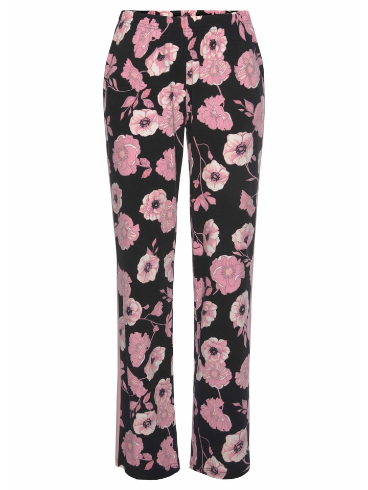 LASCANA Schlafhose in schwarz-rosa-geblümt günstig kaufen