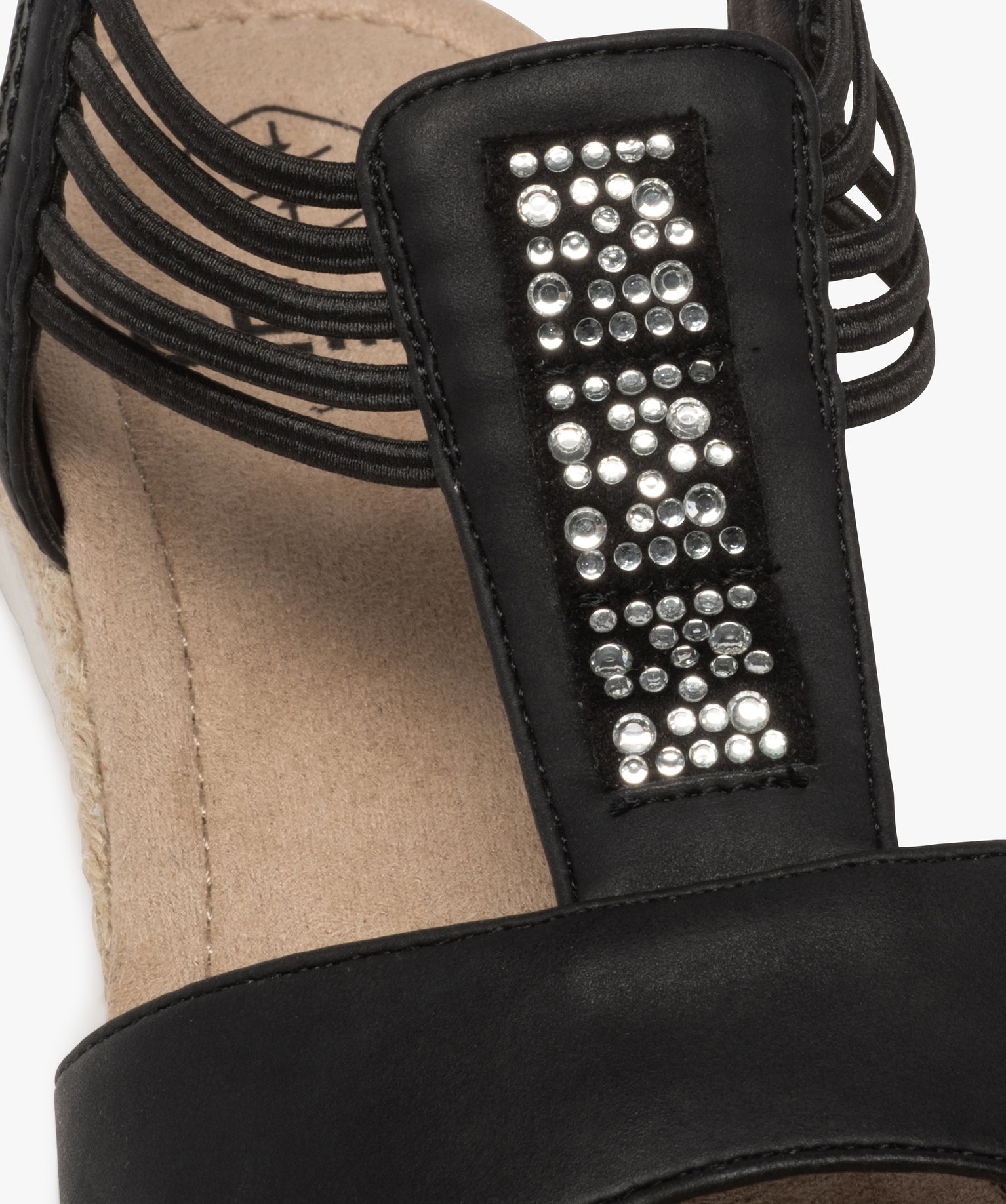 Sandales femme à petit talon compensé et brides élastiques noir | GEMO