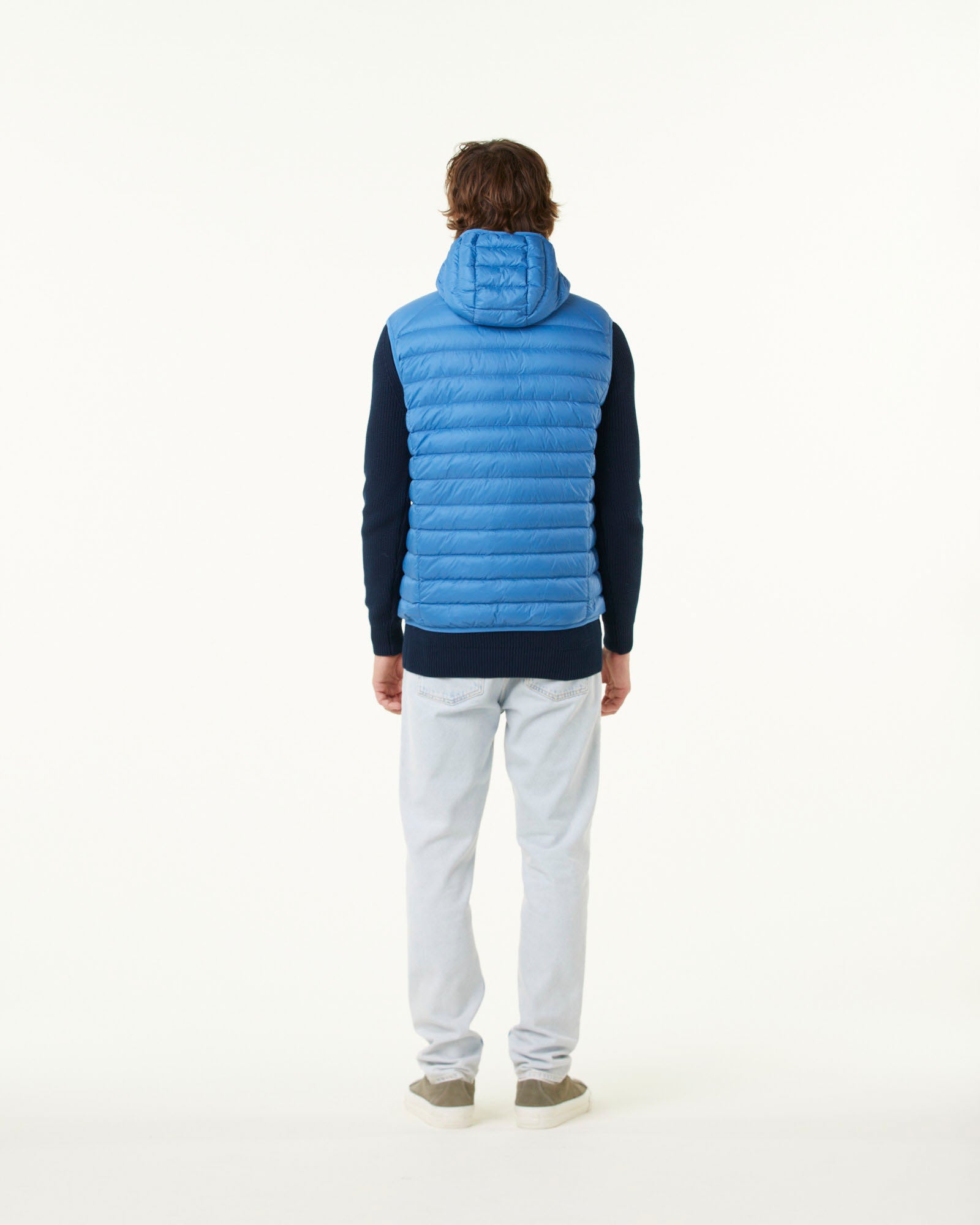 Doudoune sans manches à capuche Bleu denim Pat