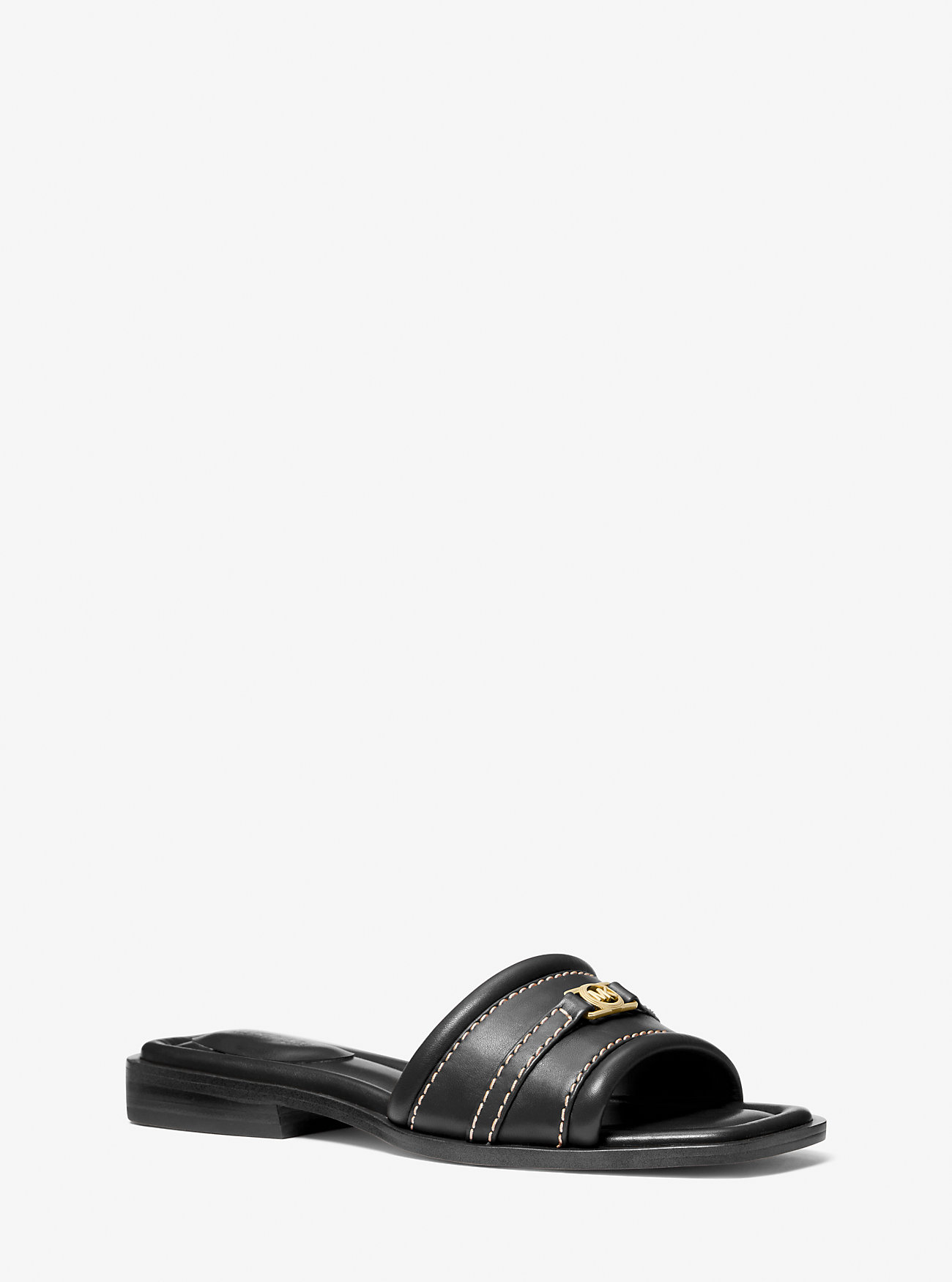 Mandy Leather Slide Sandal - BLACK