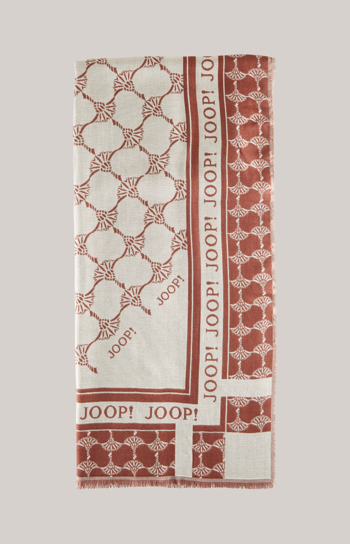 Jacquard-Schal in Kupferbraun/Beige
