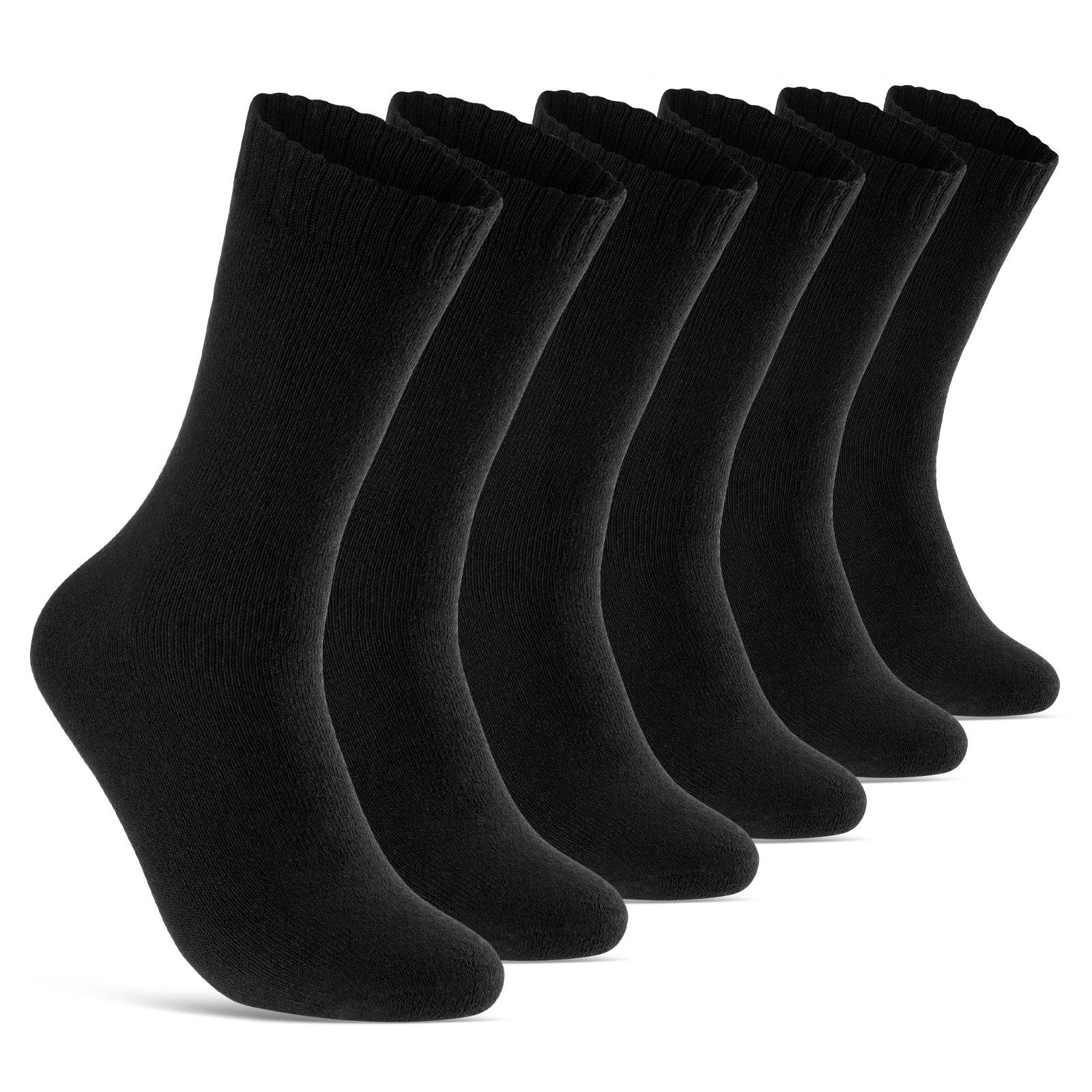 sockenkauf24 Thermosocken 6, 12, 24 Paar Damen & Herren Thermo Socken (Schwarz, 6-Paar, 39-42) Vollfrottee Wintersocken - 10900 WP