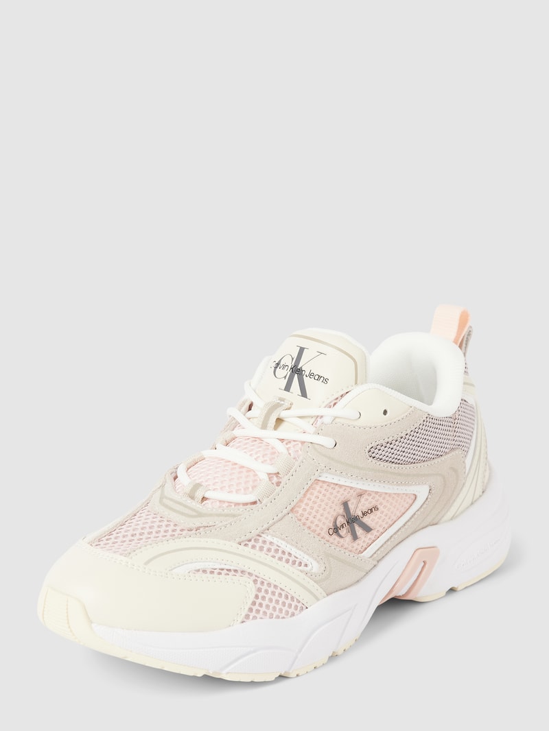Chunky Sneaker mit Label-Details Modell 'RETRO TENNIS' in hellrosa