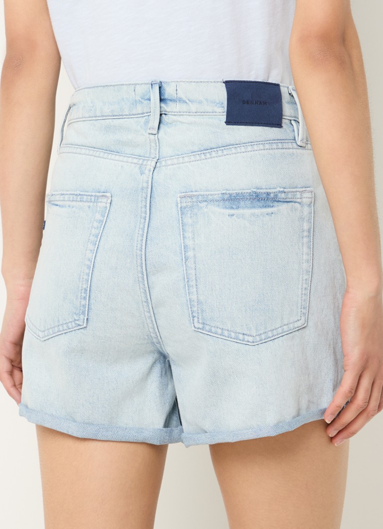 Denham Rini, pantaloni scurți din denim cu talie înaltă și croială dreaptă