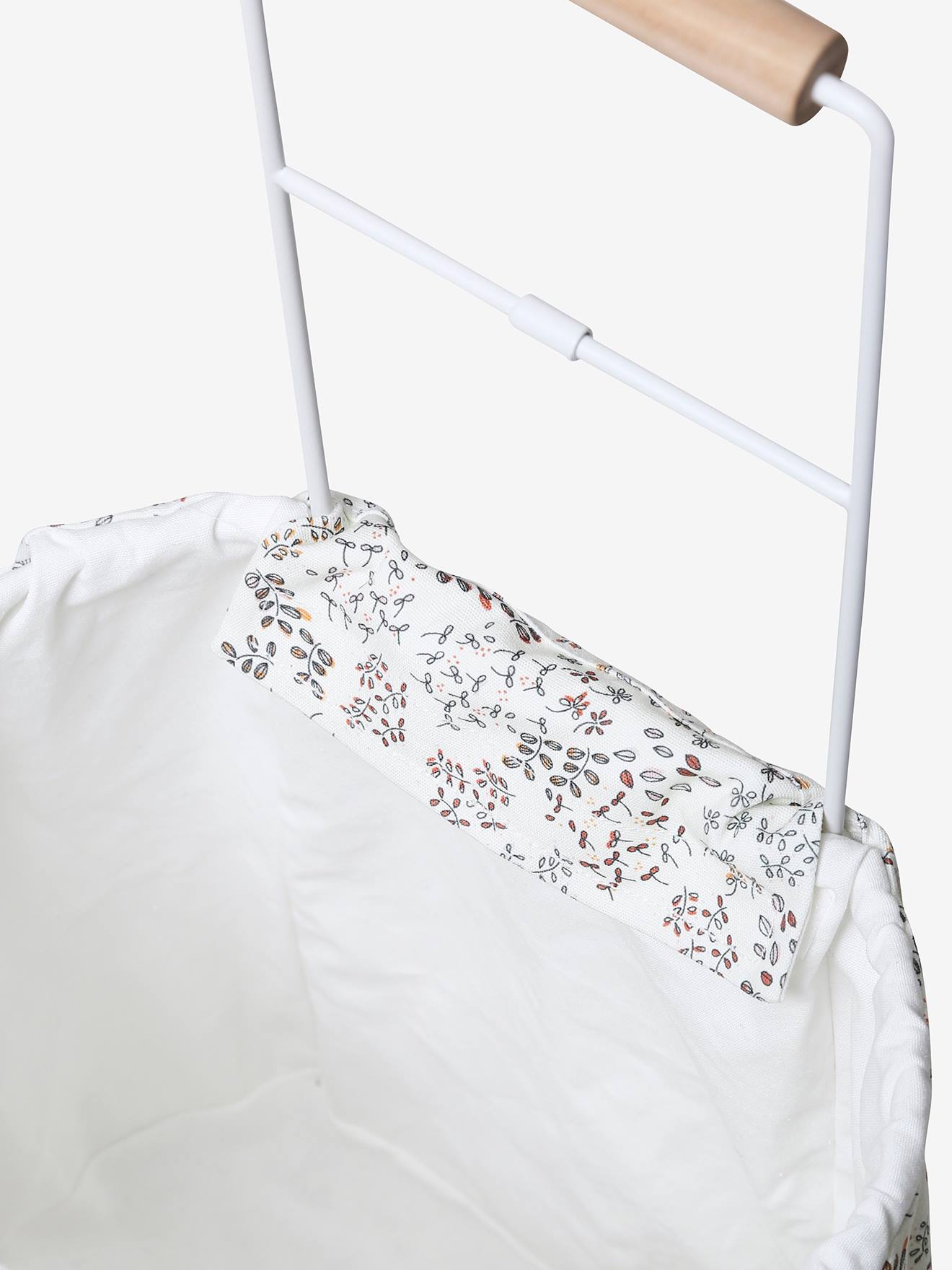 Panier de courses à roulettes en métal, tissu et bois FSC® gris