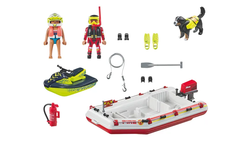 PLAYMOBIL 71464 ACTION HEROES Feuerwehrboot mit Aqua Scooter