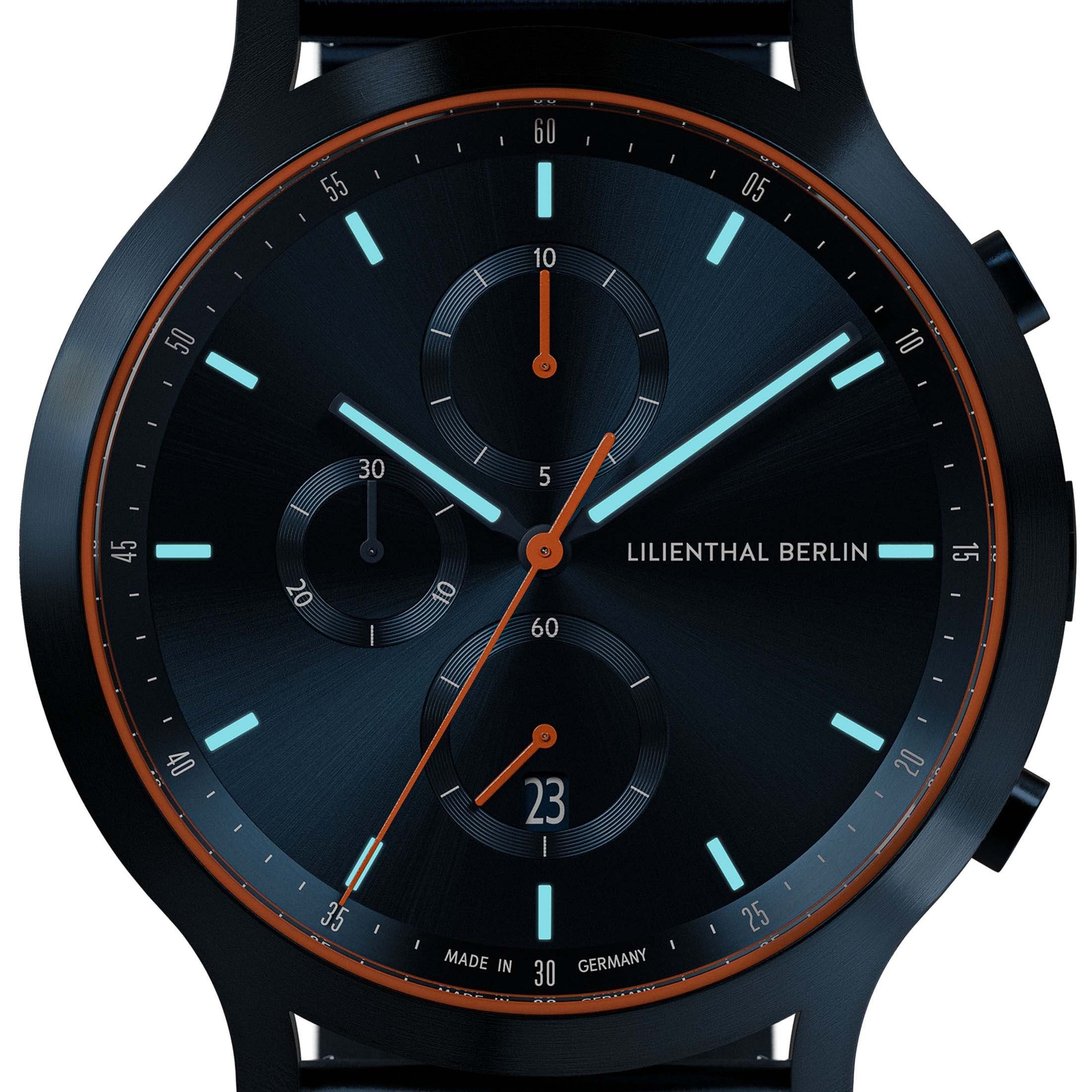 Lilienthal Berlin Chronograph Chronograph Blue Orange - Edelstahl Blau