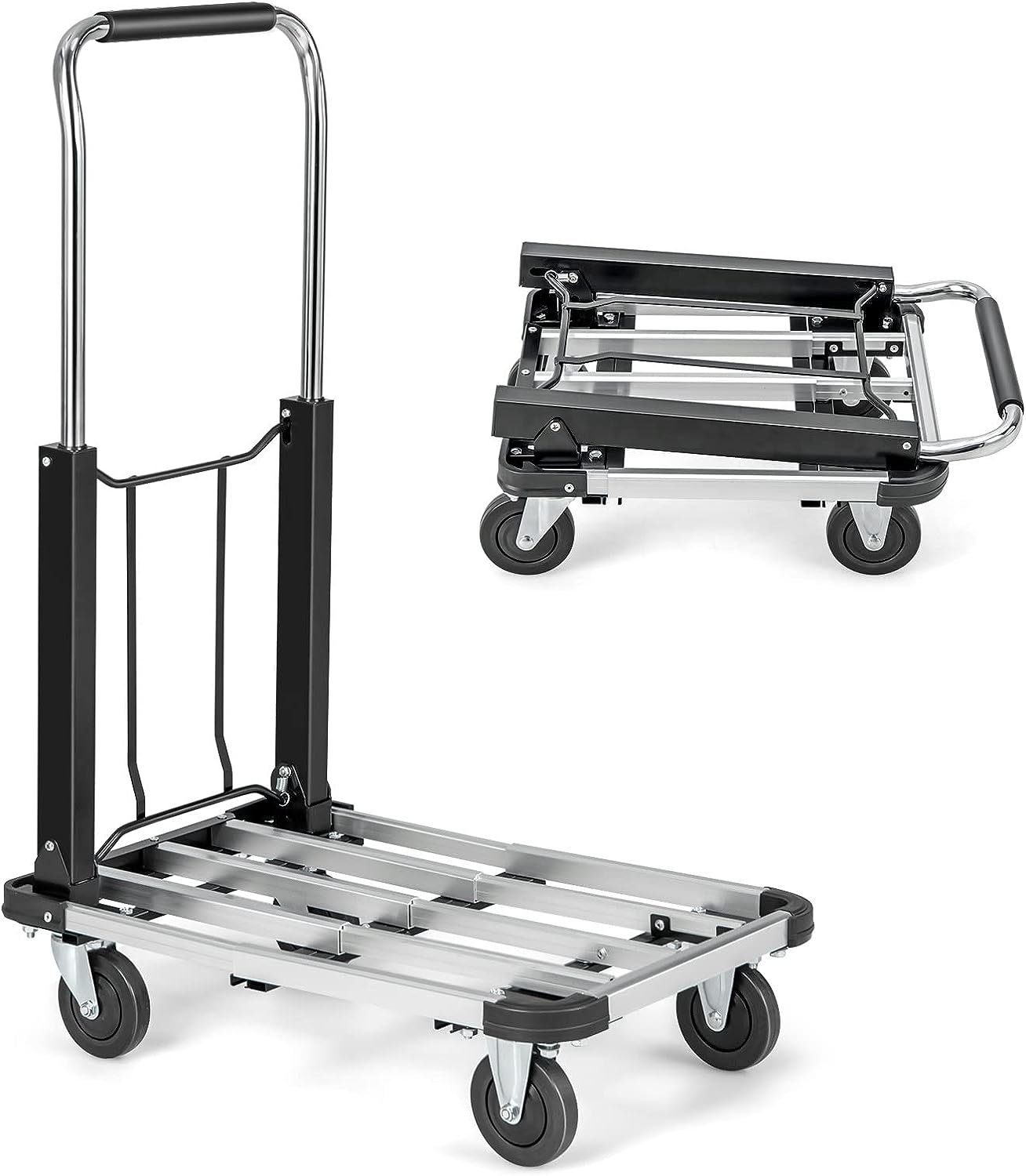 KOMFOTTEU Transportwagen klappbar, mit verstellbarem Griff & Platte, bis 150kg