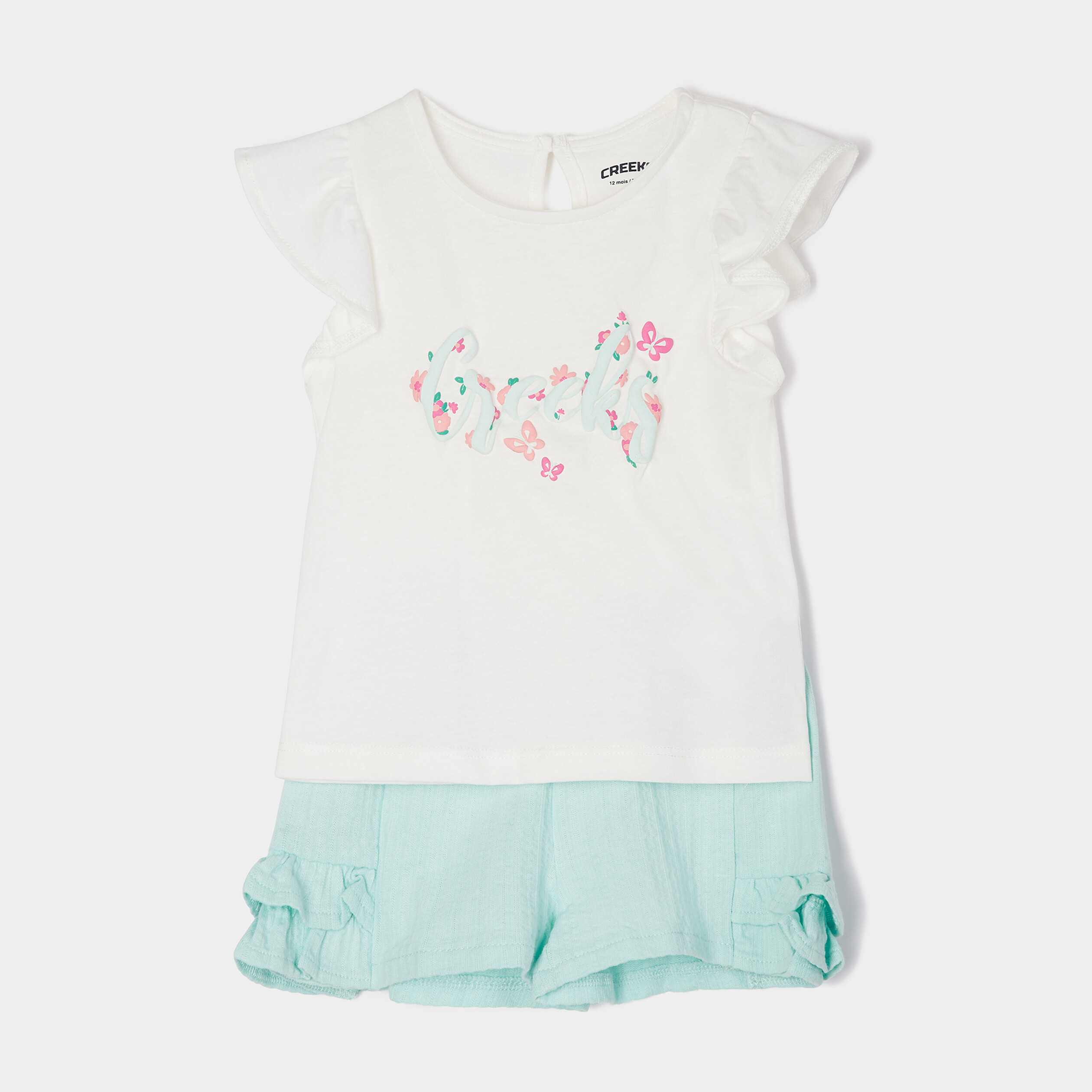 Ensemble 2 pièces Creeks bleu turquoise bébé fille | La Halle
