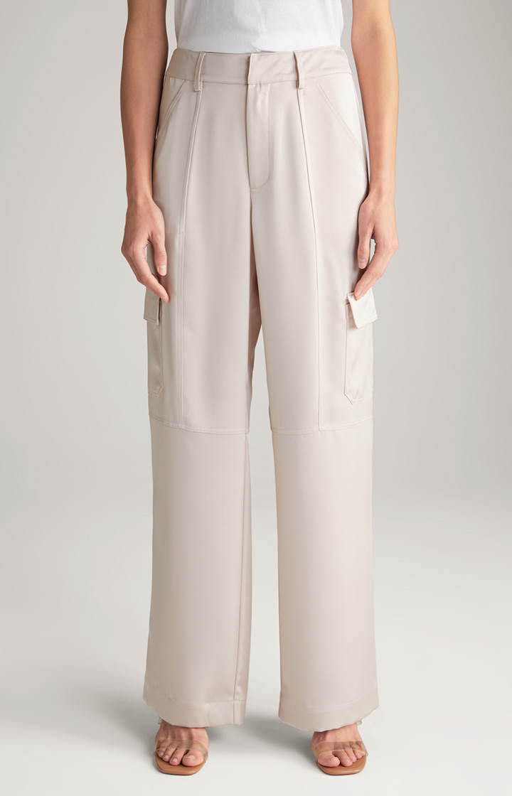 Satin-Cargohose in Nude