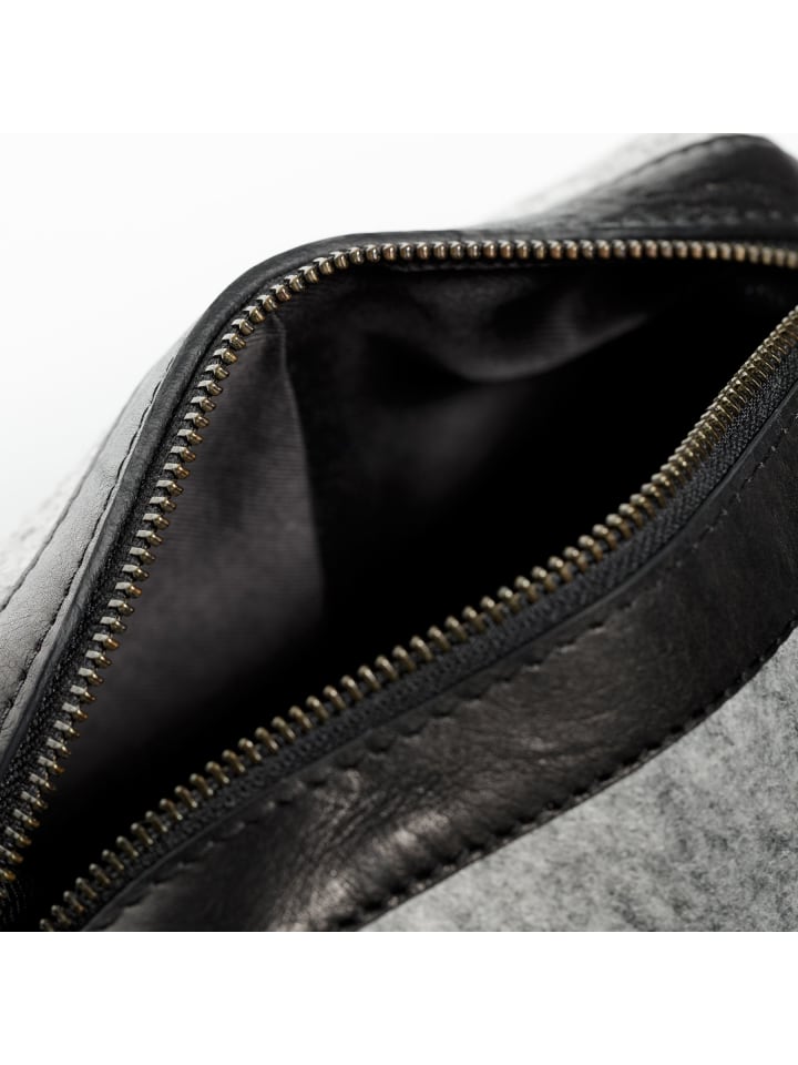 FEYNSINN Leder-Kosmetiktäschchen echt Leder Kulturtasche groß schwarz-grey in schwarz günstig kaufen onesize