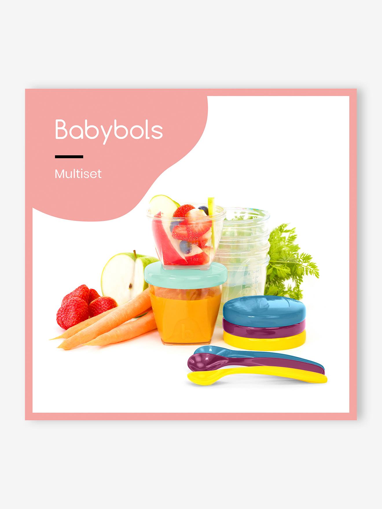 Ensemble de 12 boîtes hermétiques + 3 cuillères souples BABYMOOV Babybols Multi Set multicolore