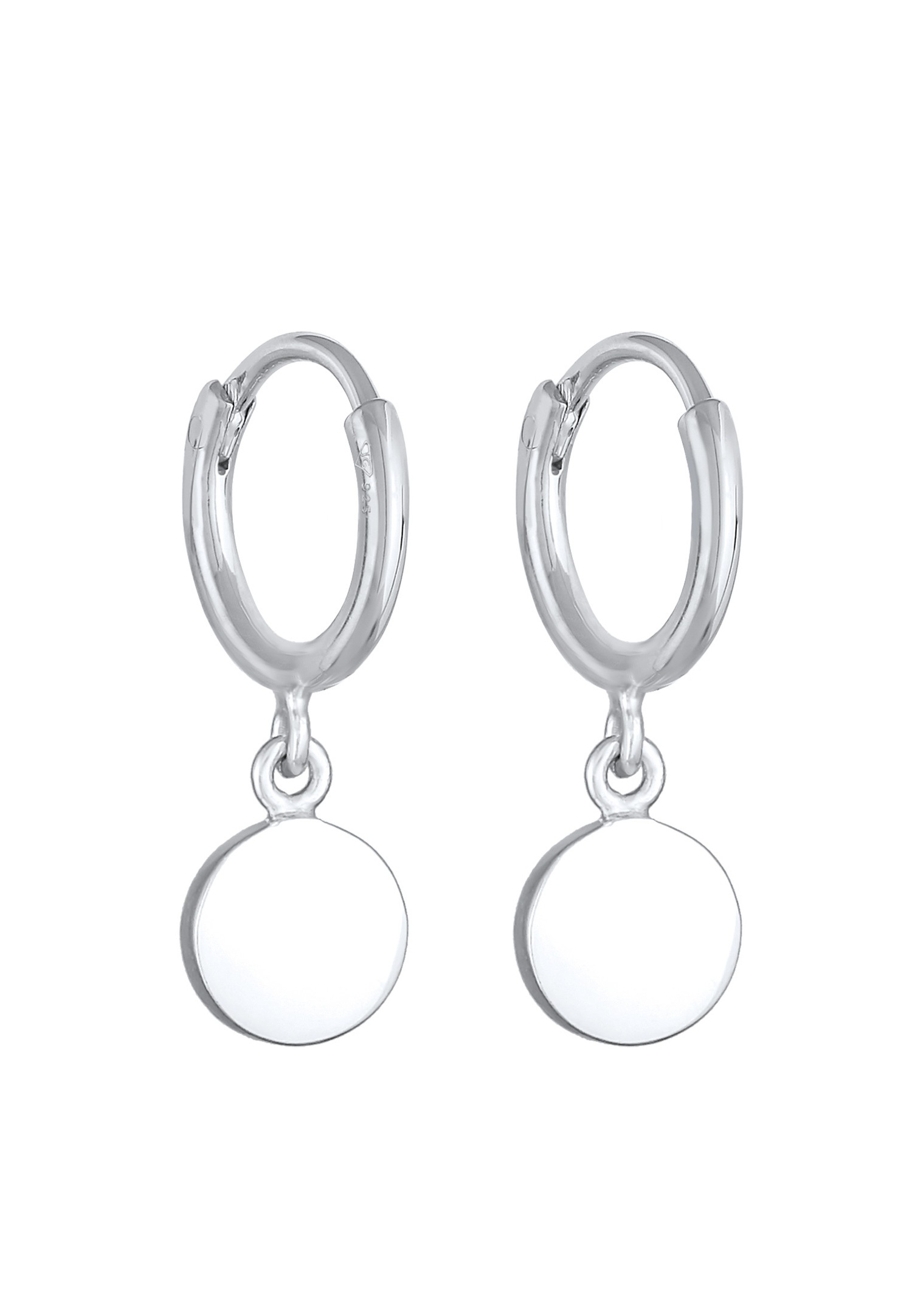 Elli Children's hoop earrings pendant with smiling face and blue enamel in 925 sterling silver