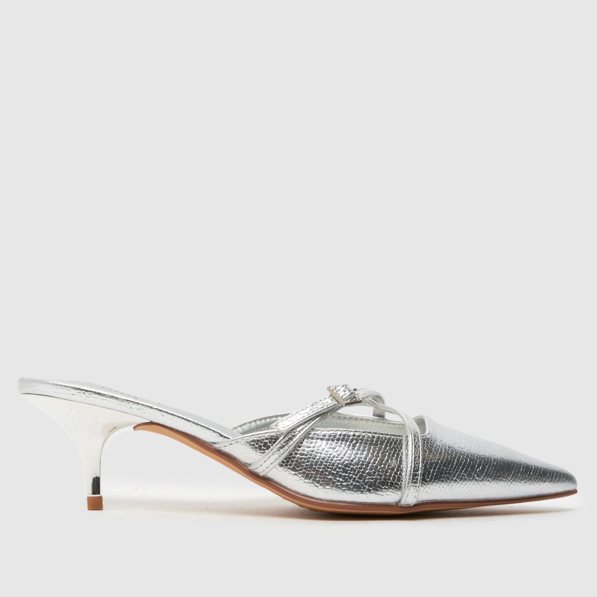 SIMMI – Caely Court – Kitten – Silverfärgade mule-skor med låg klack