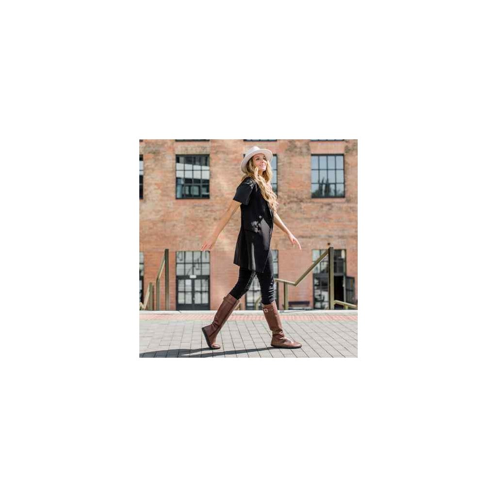 Shapen Glam Brown Leather braune Barfuß-Stiefel