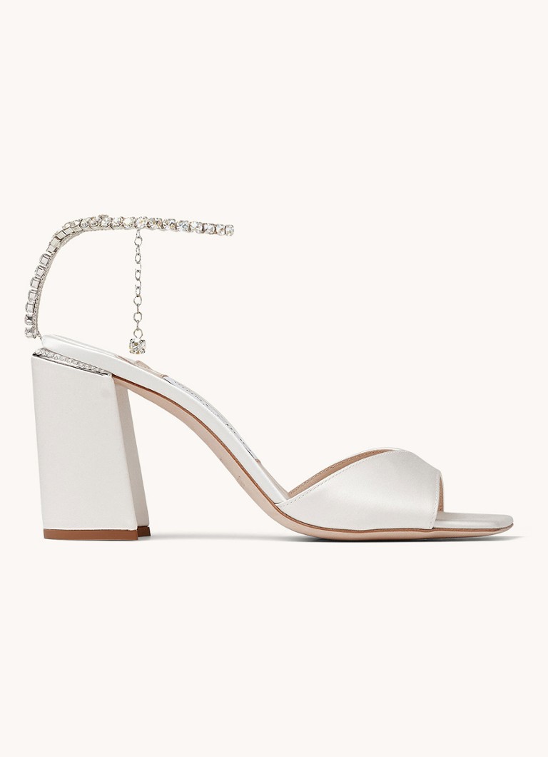 Sandały Jimmy Choo Saeda 85 z satyny z kryształkami