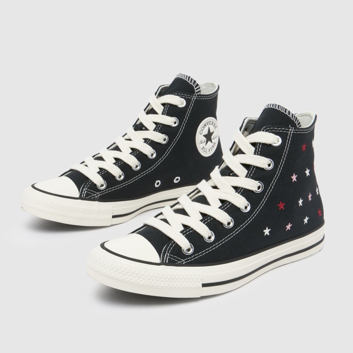 Converse All Star Hi hímzett csillagokkal díszített fekete tornacipő