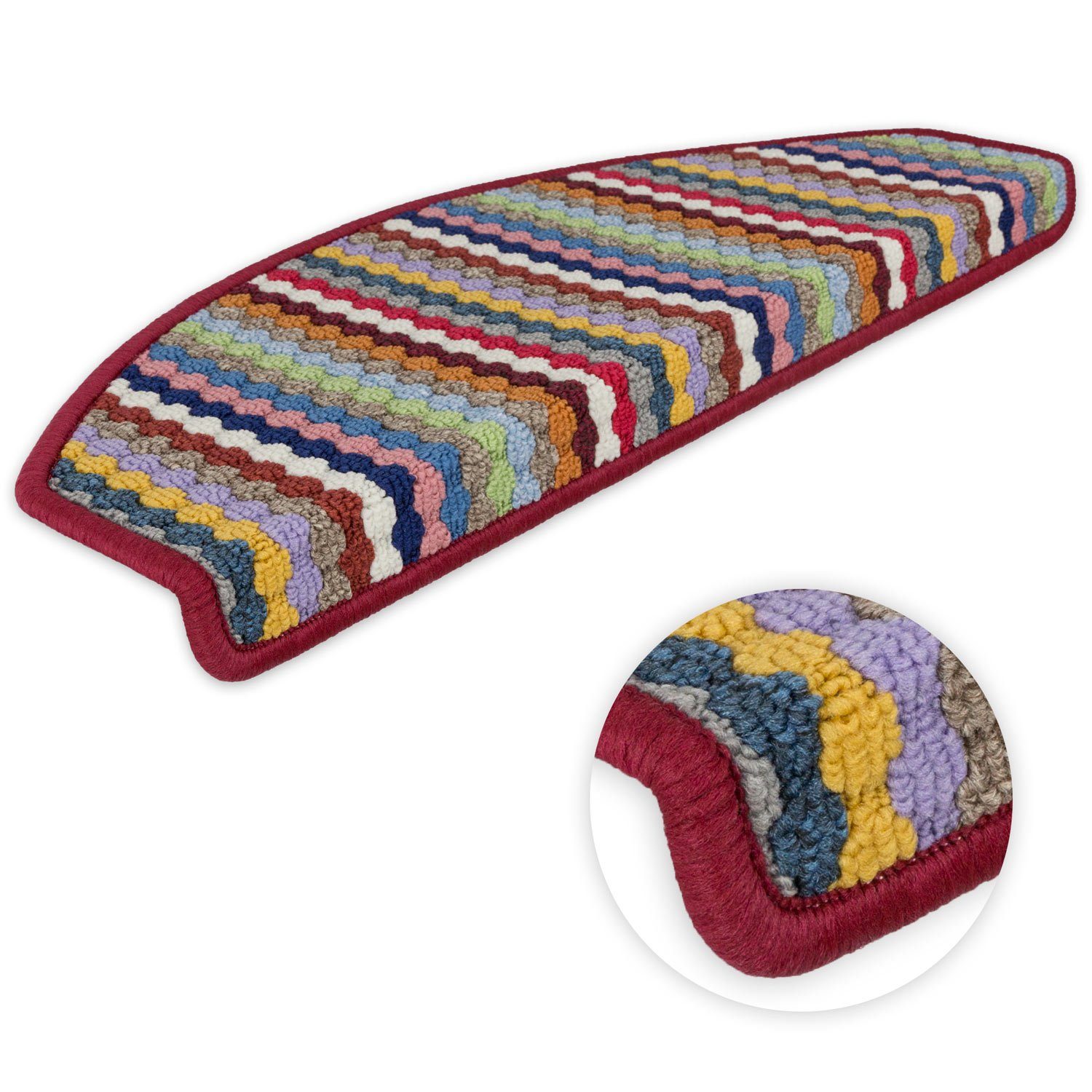 Stufenmatte Multistripe 16 Stück, Metzker®, halbrund, Höhe: 6 mm, 16 Stück im Set - Bunt