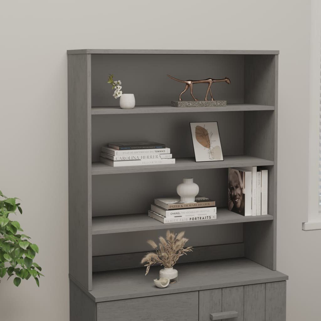 vidaXL Anrichte Highboard-Aufsatz Hellgrau 90x30x100 cm Massivholz Kiefer