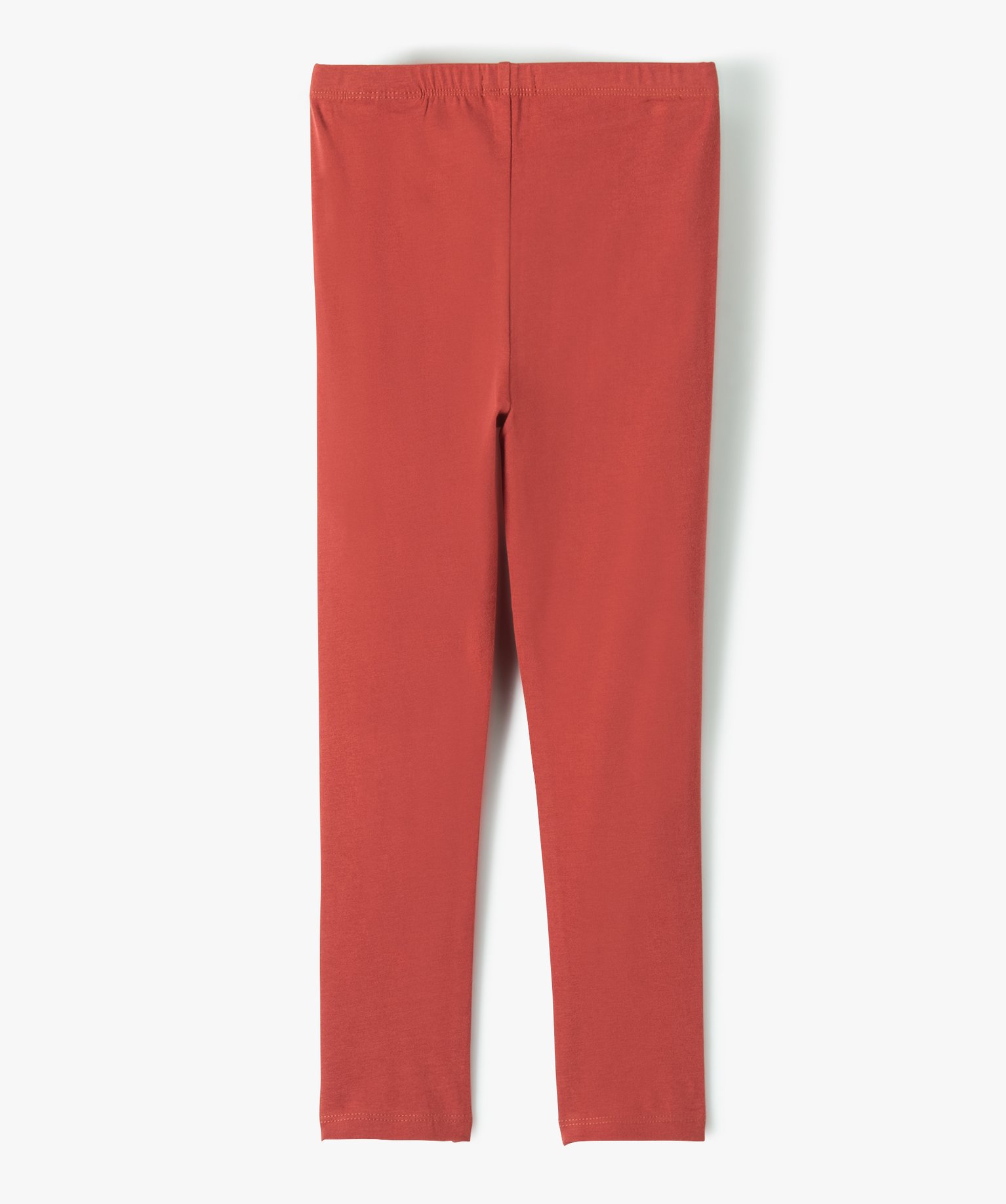 Legging fille long uni en coton stretch rouge | GEMO