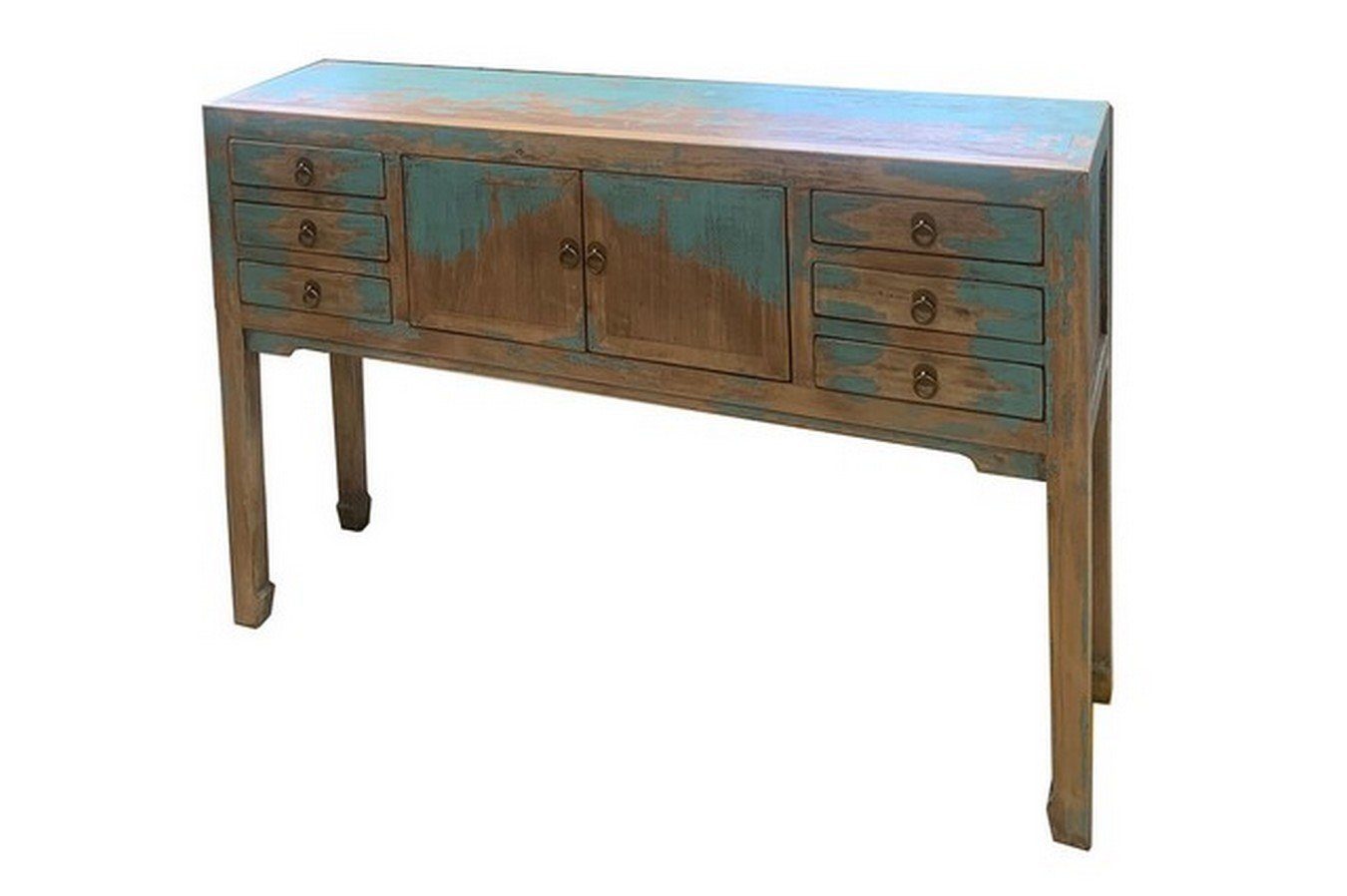 daslagerhaus living Bauernschrank Konsole Shanxi hellblau 130 cm