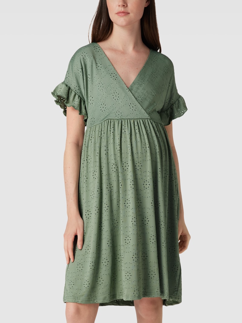 Umstands-Kleid mit Lochstickerei Modell 'Dinne Tess' in khaki