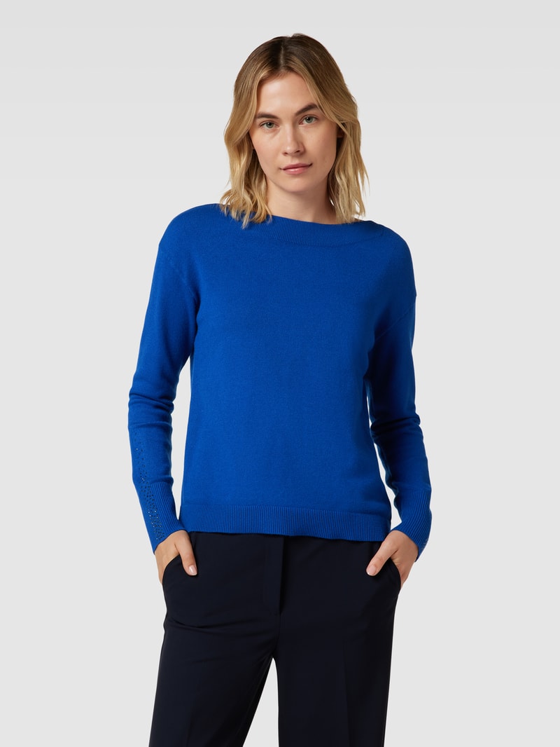 Strickpullover aus Viskose-Mix mit Strasssteinen in royalblau