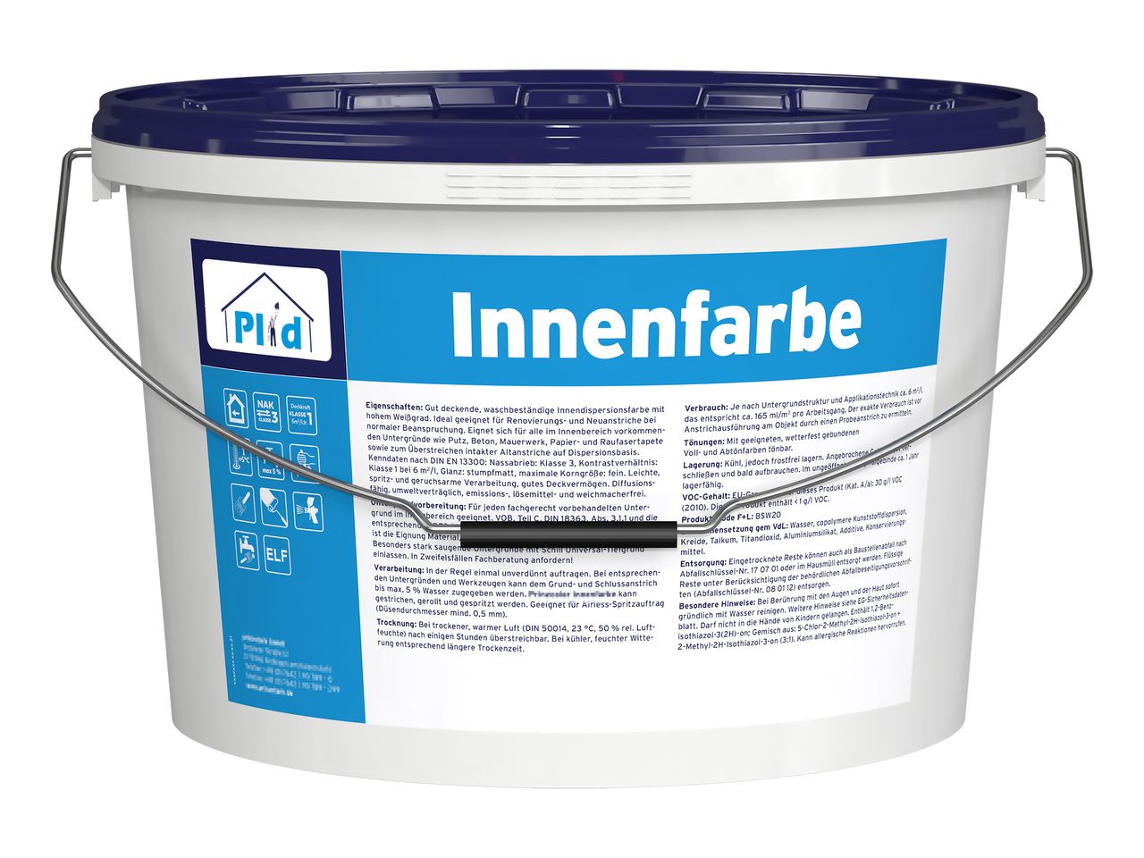Plid Innenfarbe Wandfarbe Deckenfarbe Profi Farbe spritzarm Weiß