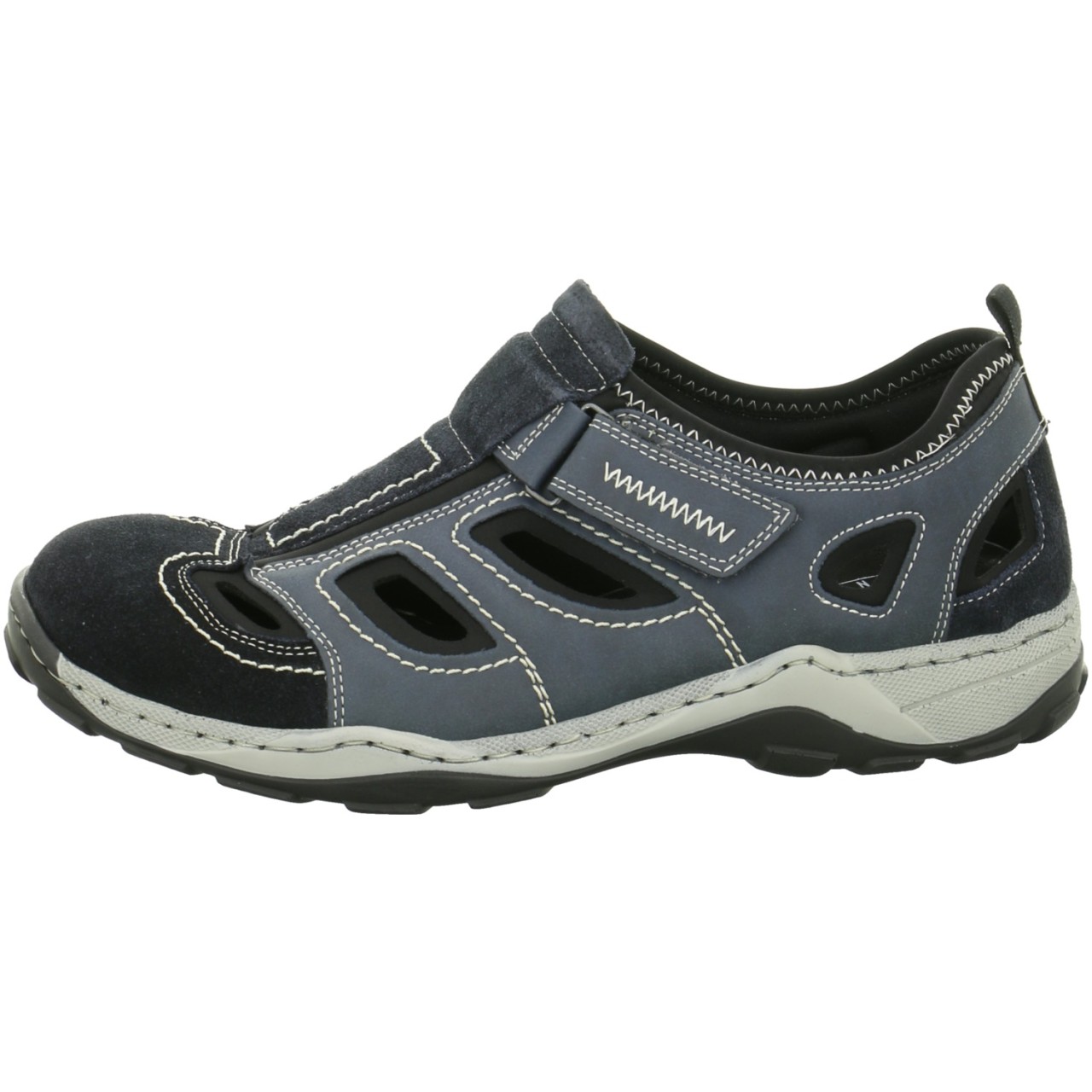 RIEKER Komfort Sandalen blau pazifik Samt/Bast