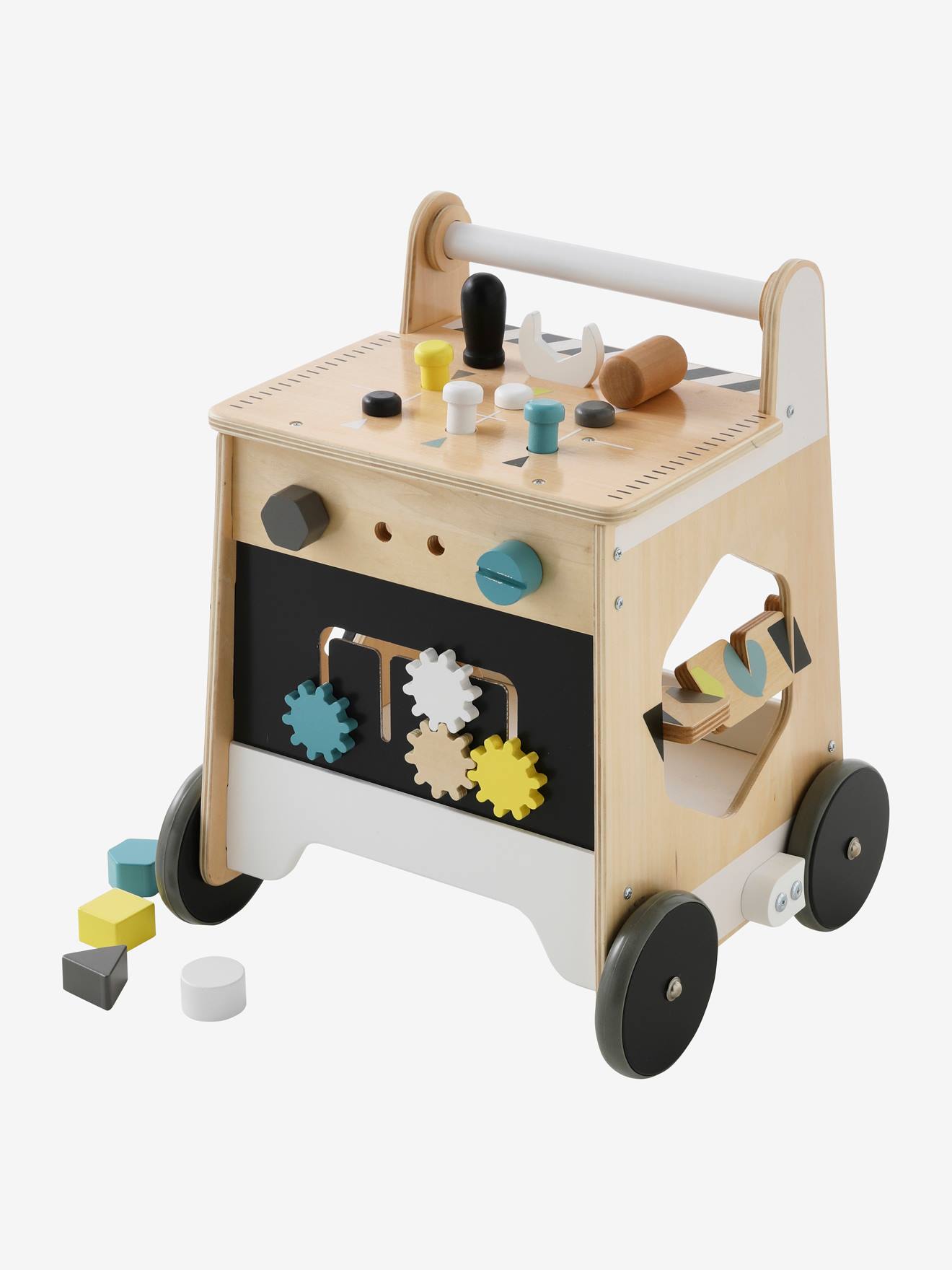 Vertbaudet Lauflernwagen mit Werkzeug, Holz FSC - natur/schwarz