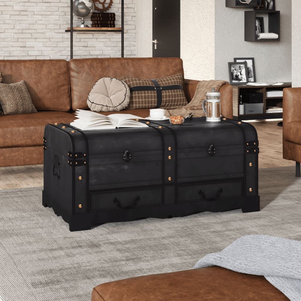 vidaXL Aufbewahrungsbox Schatztruhe Holz Groß Schwarz