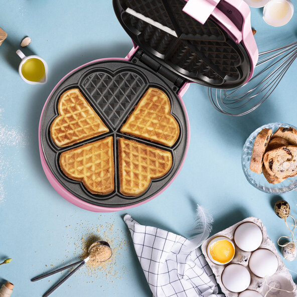 Waffeleisen, Herzform, pink