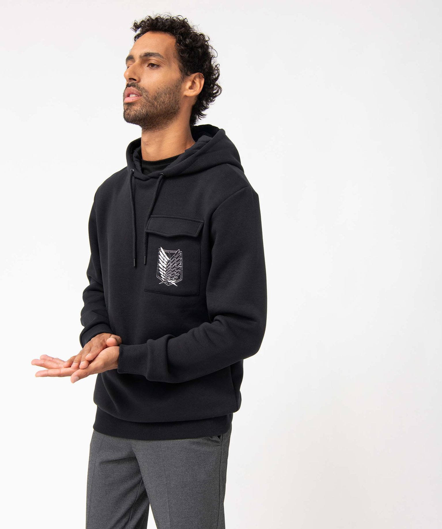 Sweat homme à capuche avec motif dos - Attack on Titan noir | GEMO