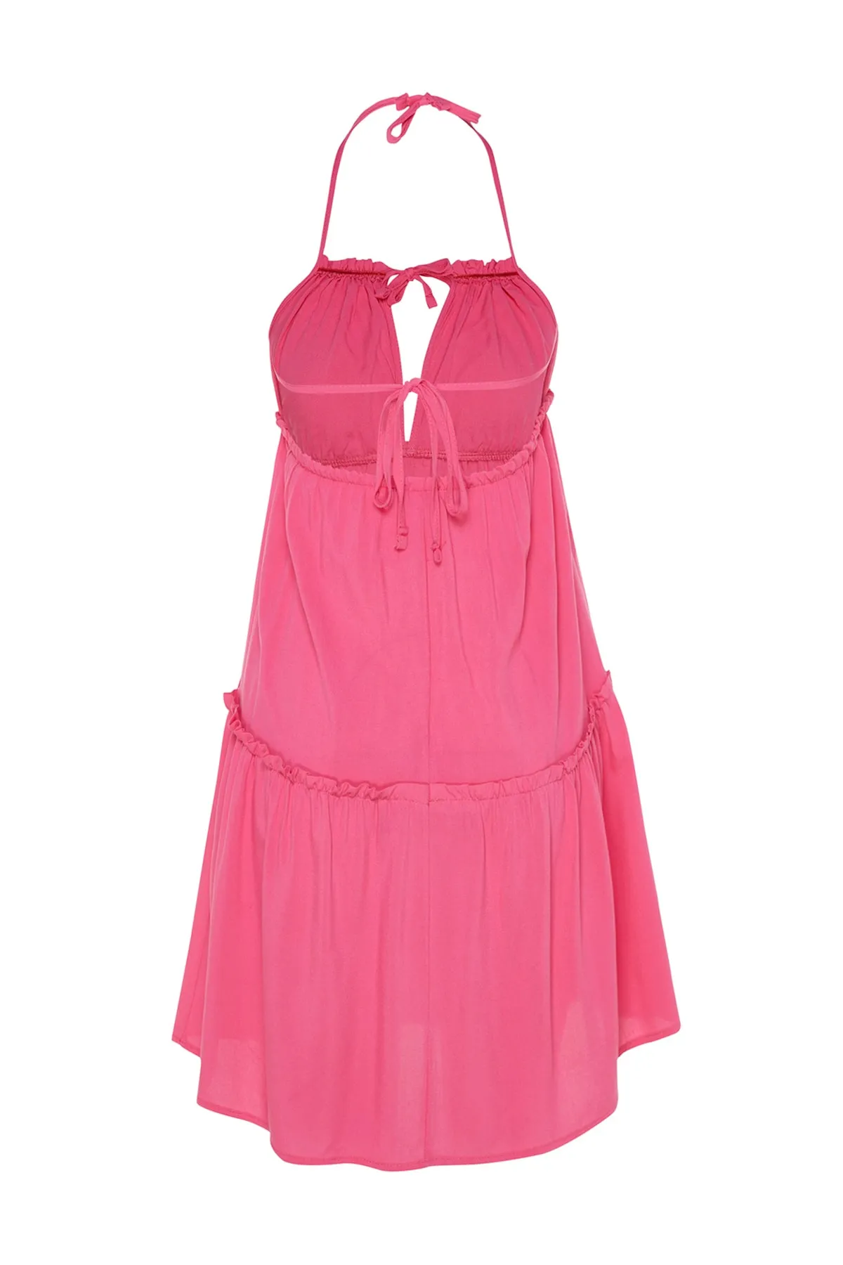 Trendyol Collection  Rosa Mini-Strandkleid mit gewebten Rüschen TBESS23EL00071