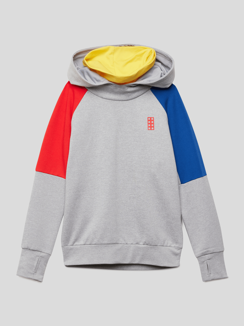 Hoodie mit Motiv-Patch in mittelgrau meliert