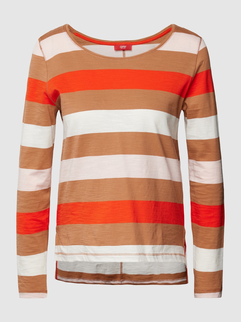 Longsleeve mit Streifenmuster in mittelbraun