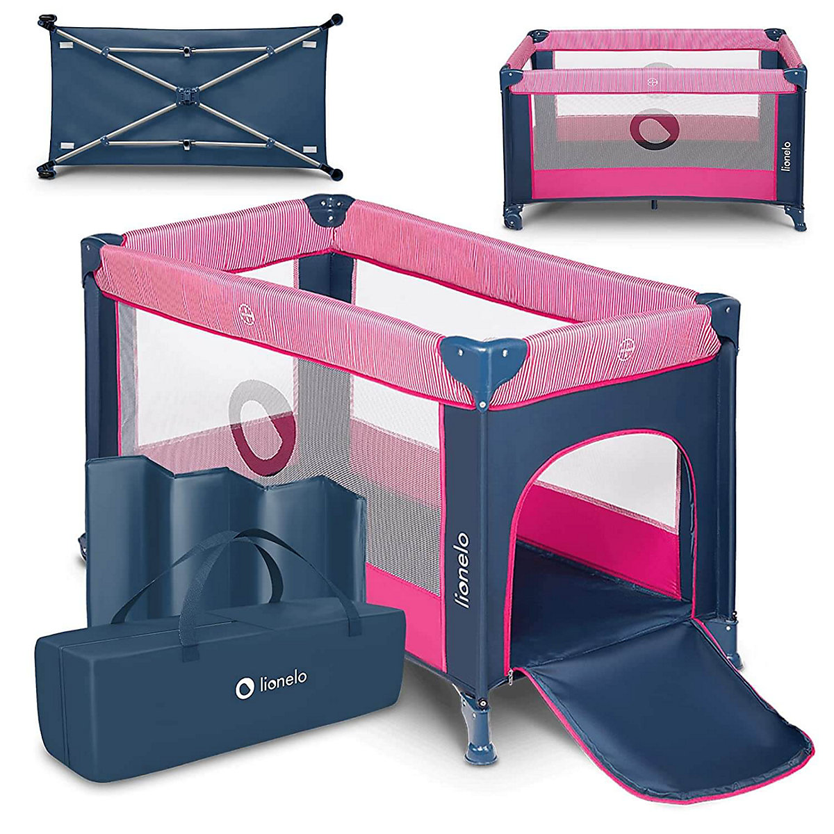 Beistellbett Stefi Pink Rose Baby Laufstall Kinderbett Reisebett ab Geburt bis 15 kg Laufstall