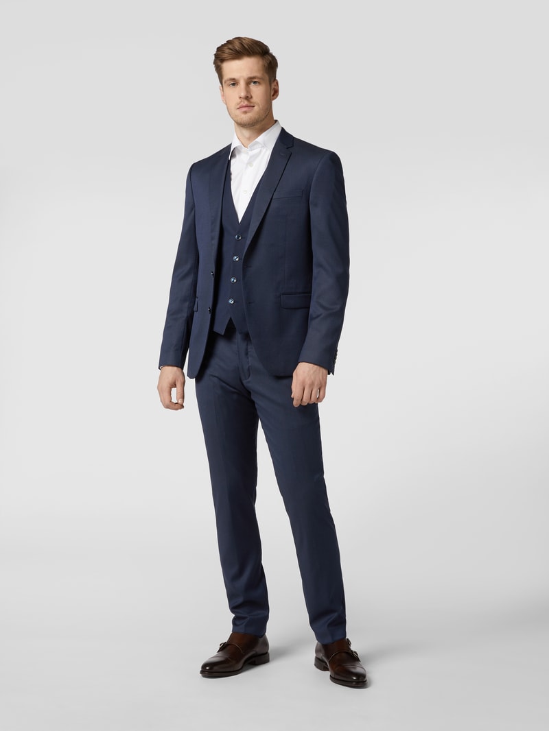 Slim Fit 2-Knopf-Sakko mit Webmuster in marineblau