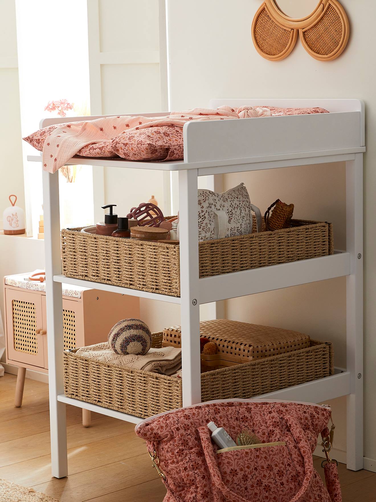 Vertbaudet Aufbewahrungskorb für Baby Wickeltisch - beige