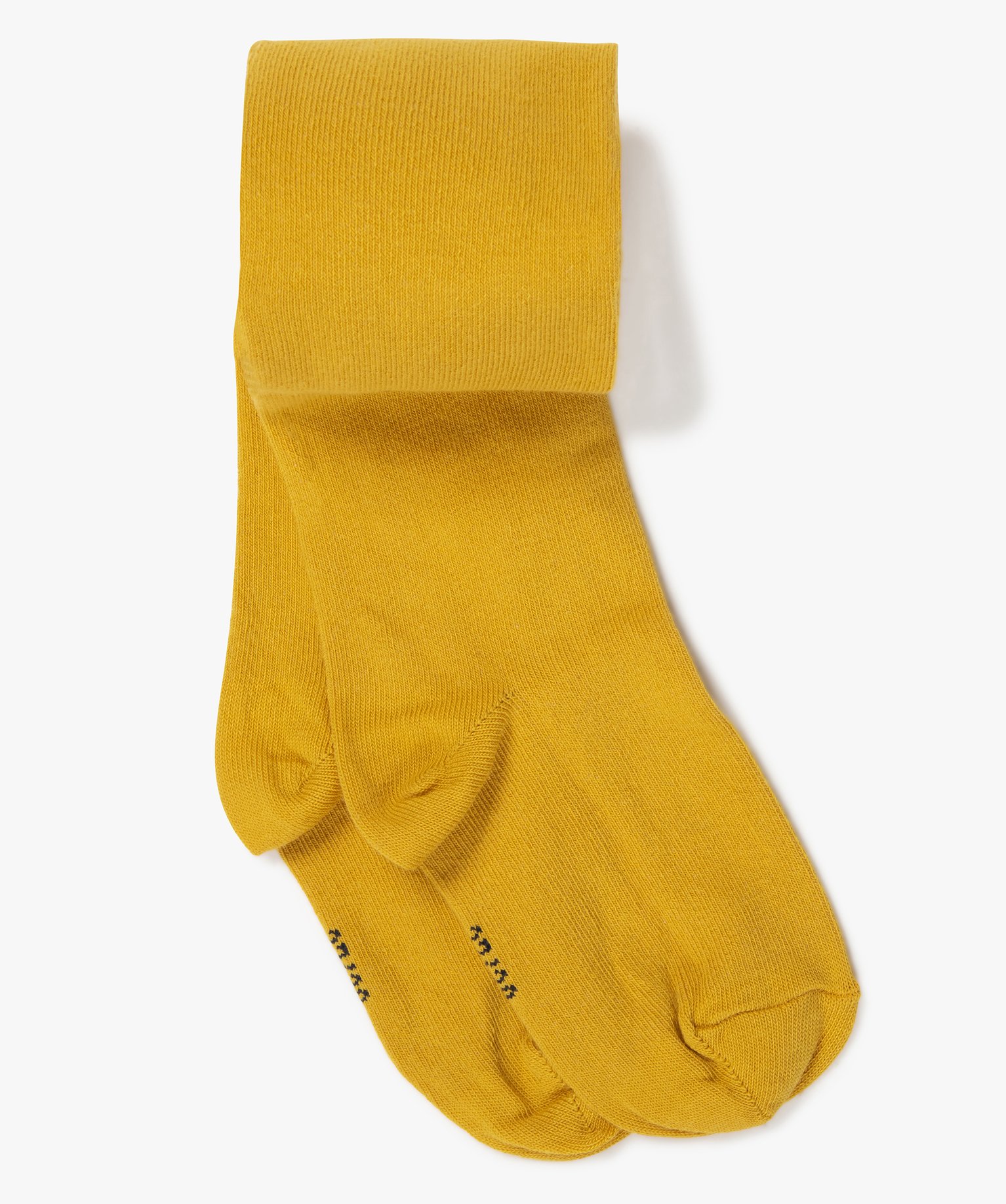 Collants chauds uni en coton fille jaune | GEMO