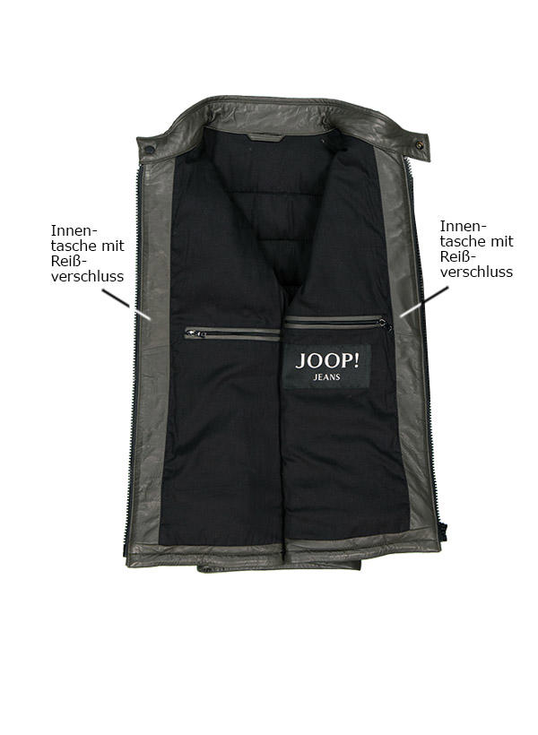 JOOP!, Lederjacke Stepo, Lammnappa wattiert, oliv