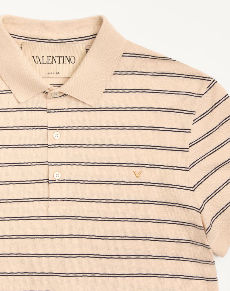 Camisa polo Valentino em algodão piqué com listras douradas
