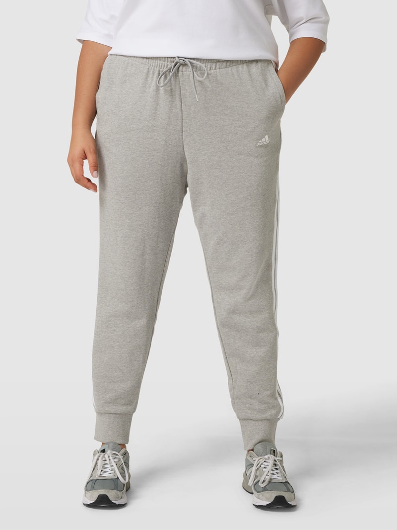 Sweatpants mit Label-Stitching in mittelgrau meliert