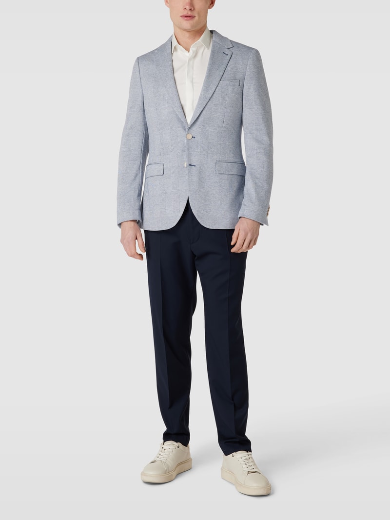 Slim Fit 2-Knopf-Sakko mit Glencheck-Muster in blau