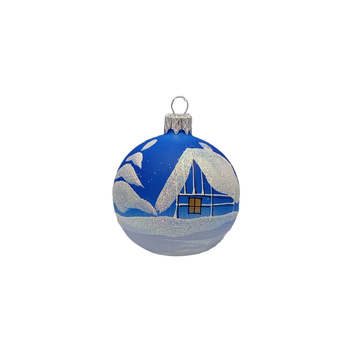 Nostalgie Christbaumschmuck Thüringen Christbaumschmuck SET Christbaumschmuck Glas BLAU - WEIß Haus (39-tlg)