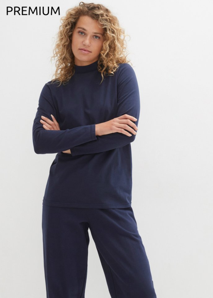 Essential Langarmshirt mit Stehkragen, seamless