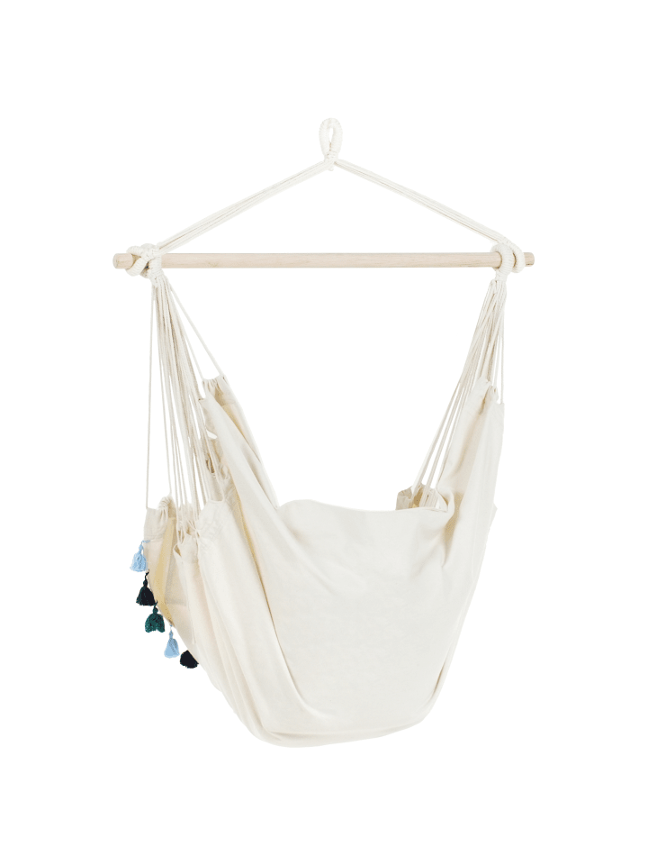 Beliani Hängesessel VARENA in Beige/Blau - (W) 96 x (H) 125 x (L) 55 cm günstig kaufen onesize