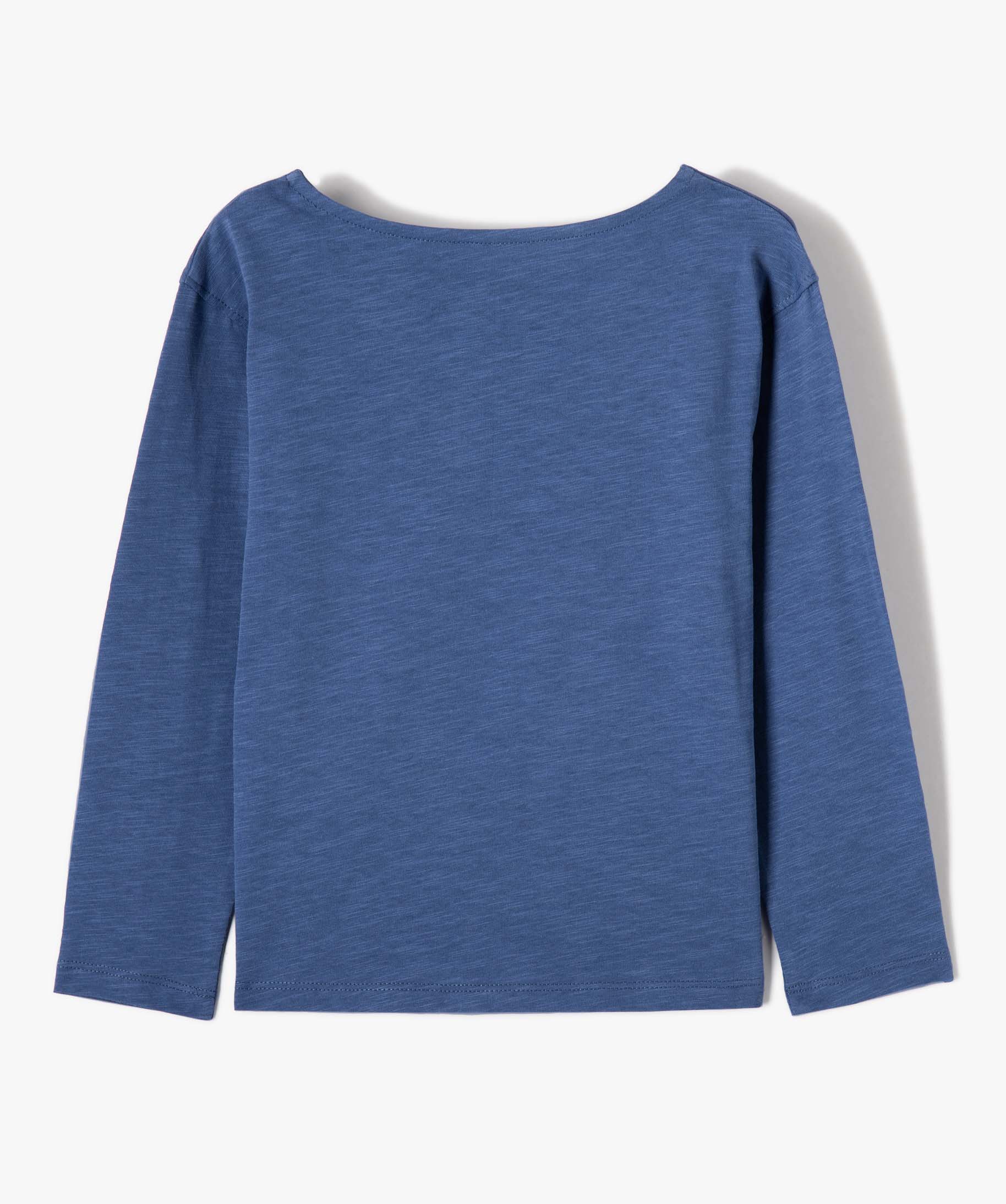 Tee-shirt fille à manches longues avec motif scintillant - ... bleu | GEMO
